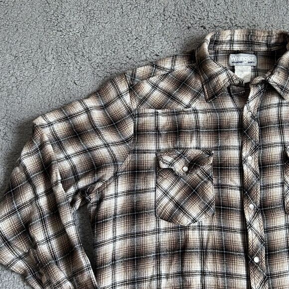 Vintage Wrangler Pearl Snap Shirt Western Men's Large Y2K Cowboy Rancher Work - Picture 5 of 15